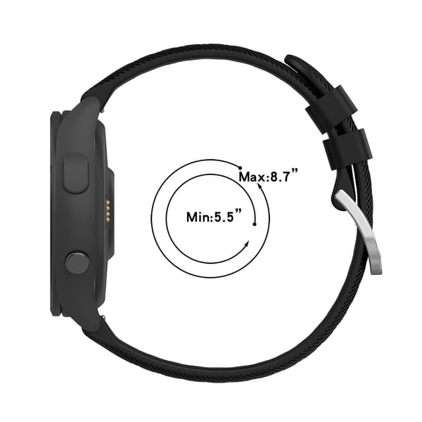 Silikone urrem til Garmin Forerunner 265S, 18mm, Sort, Sport, Justerbar