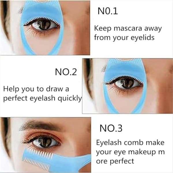 Mascara Shield Applikator, Rosa, Plast, Dubbelsidig Ögonfransskam, 3-pack
