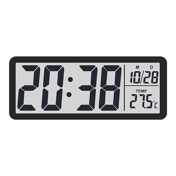 LCD-väggklocka med temperatur- och luftfuktighetsdisplay, batteridriven, vardagsrumsinredning 801tk white