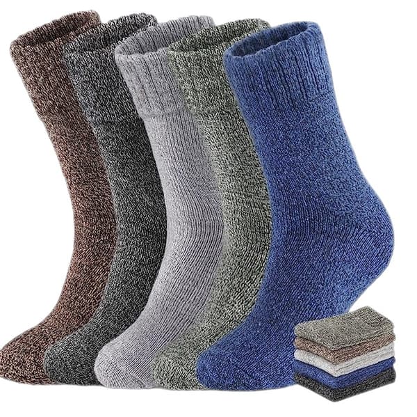 Tjocka stickade varma vinterstrumpor för män, 5-pack, flerfärgade, storlek M, andningsbara