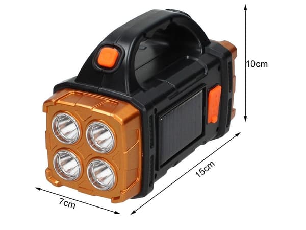 Bærbar oppladbar solcelle LED-campinglykt med powerbank, oransje Orange