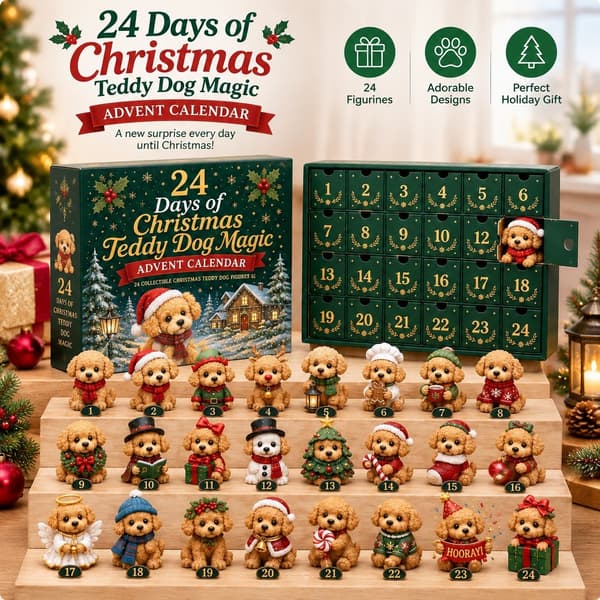 Teddyhund Adventskalender, Tecknad Figur Jul Blind Box, PVC Samlarpresentpaket