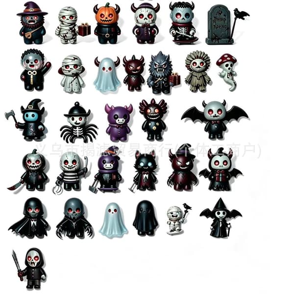 Halloween Adventskalender Blind Box, 31-delt Samleobjekt Nedtellingsgavesett, Mørk Stil
