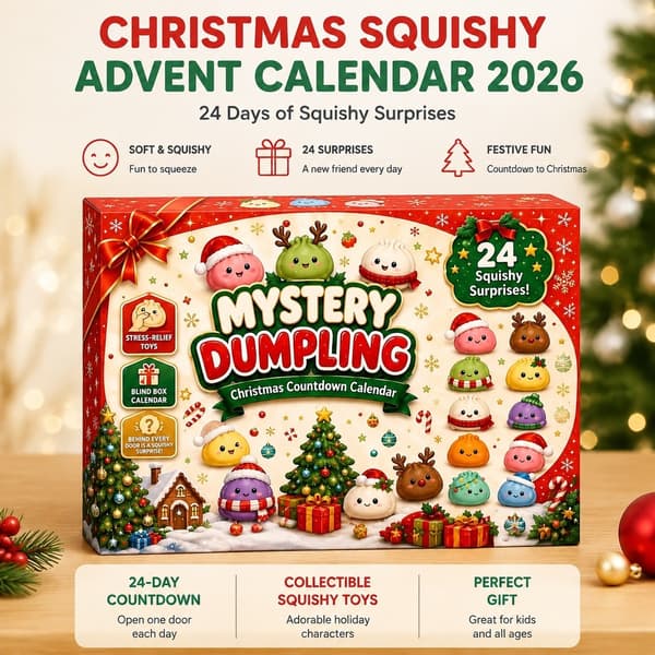 Jule Squishy Adventskalender 2026, 24-dagers nedtelling, Myk Stressavlastende Leke Style A