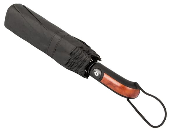 Automatisk folde paraply, sort, vindtæt, unisex, kompakt rejse