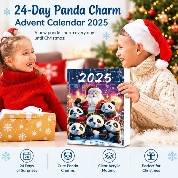 24-dagars Panda Berlock Adventskalender 2025, 2D Akryl Julnedräkning, Stil B