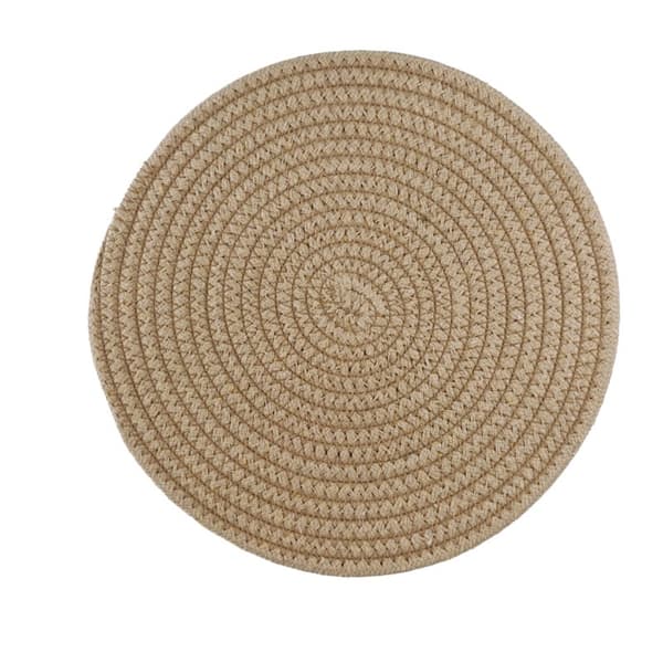 Vevde isolerte spisebrikker, enkle multifunksjonelle runde underlag til husholdningsbruk khaki-Diameter 11.3