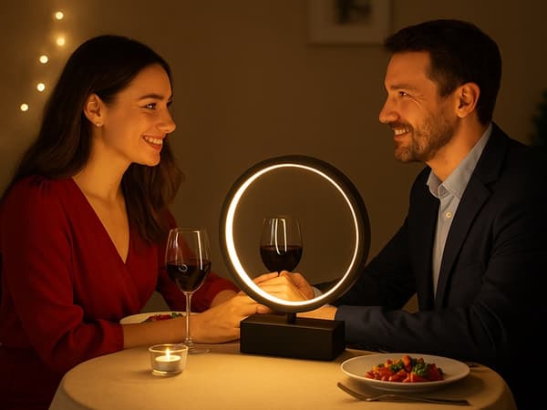LED Ringbordlampe, Dæmpbar, Justerbar Farvetemperatur, Berøringskontrol, USB, Sort