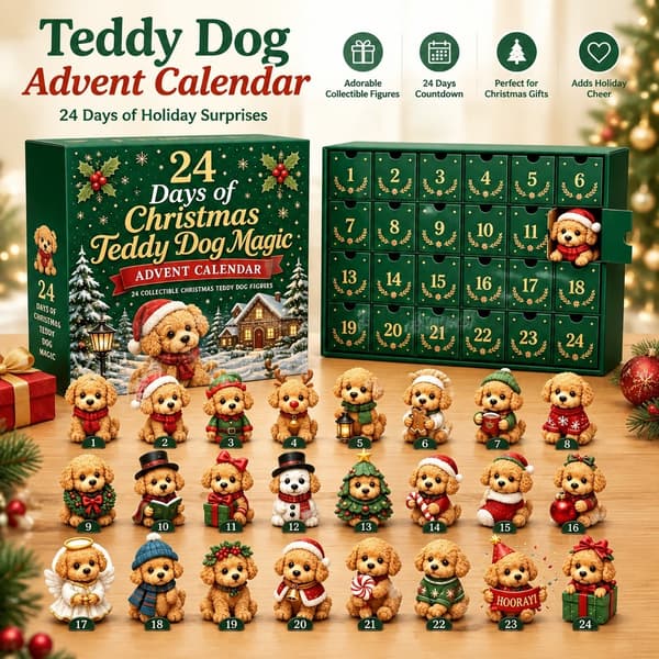 Teddyhund Adventskalender, Tecknad Figur Jul Blind Box, PVC Samlarpresentpaket