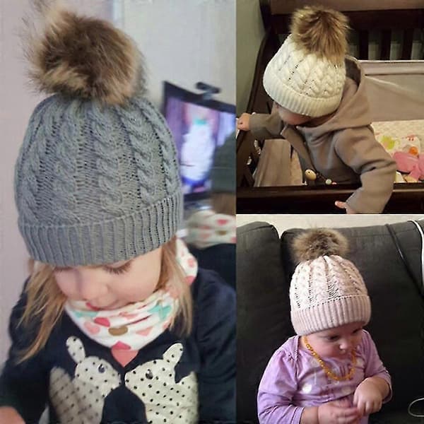 Matchende hue til forældre-barn, mor og børn, vinter skihat Gray Baby