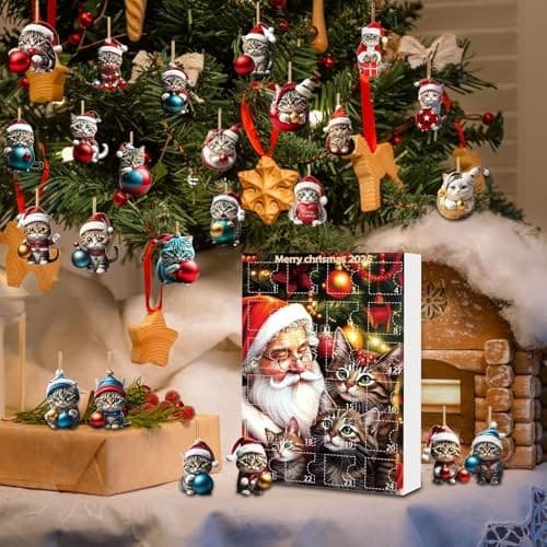 Kattpynt Julekalender, 24-dagers nedtelling, Akryl Katteanheng, Modell C