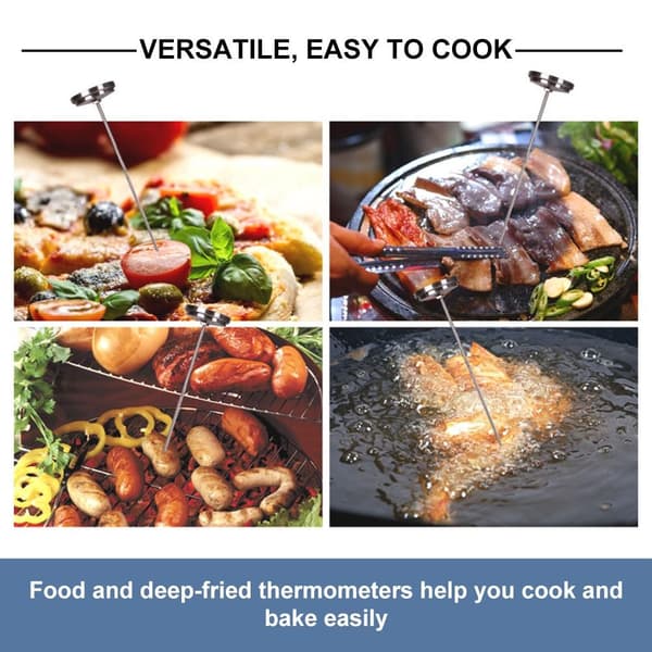 Fritureolie-termometer i rustfrit stål til frituregryde, grill, stegt kylling, pommes frites