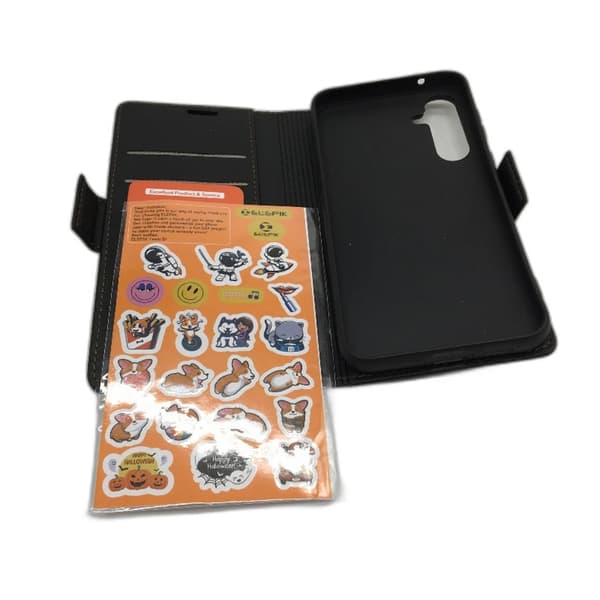 PU læder kortholder kickstand cover til Samsung Galaxy S23 FE - Sort
