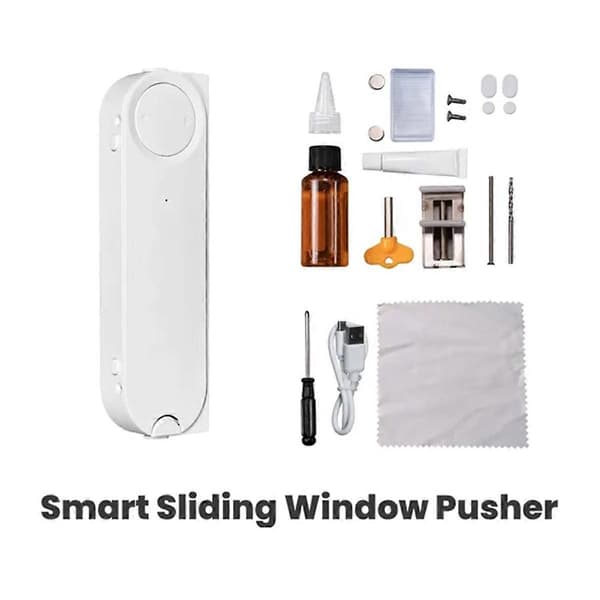 Tuya ZigBee Smart Skyvevindu Pusher Automatisk Åpner Lukker Solcellelading App Fjernkontroll fo White