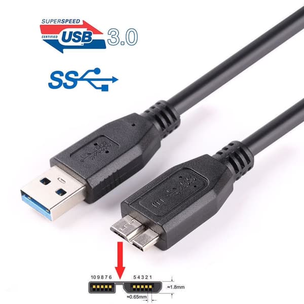 Micro USB 3.0 till USB 3.0-kabel, 0,5M, Höghastighet, för extern hårddisk HDD