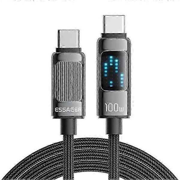 ESSAGER Dazzling Light Effect 2m Type-C - Type-C -datakaapeli 100W punottu pikalatausjohto