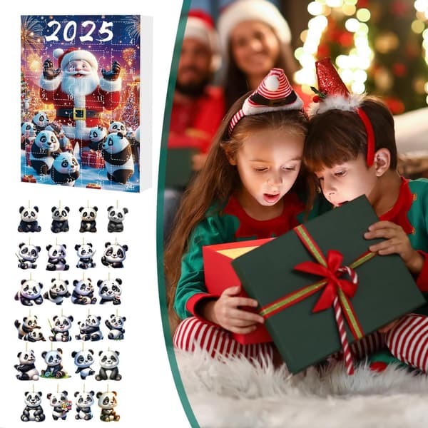 2025 Panda Julkalender, Akryl Nedräkningsprydnad, 24 Dagar, Väggdekoration E