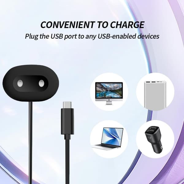 2-pak magnetisk USB-C opladerkabel kompatibel med Google Pixel Watch 4, sort erstatningsopladerkabel til smartur