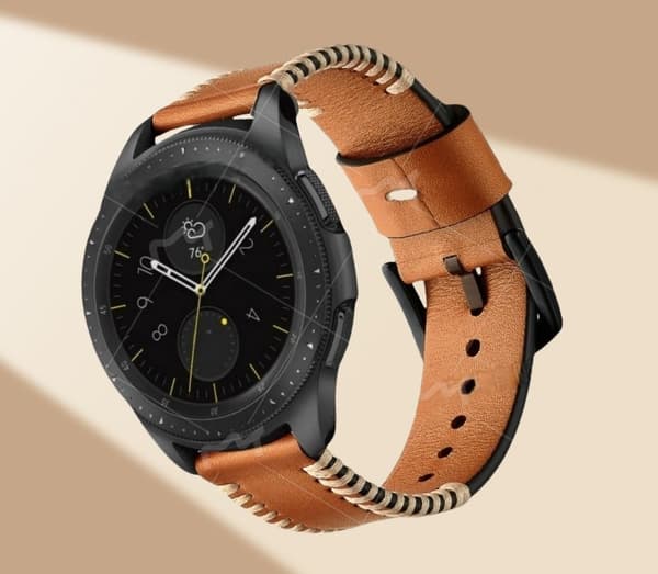 Ægte læderrem til Galaxy Watch3 22mm, brun, retro design, komfortabel