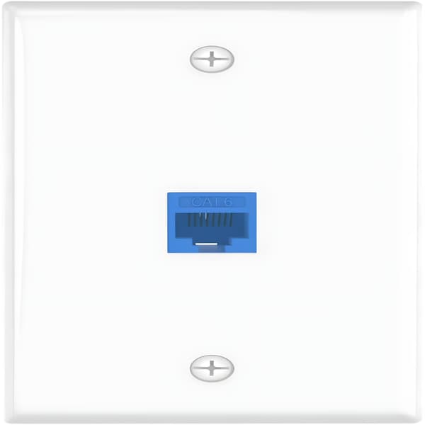 Cat6 Ethernet veggplate, hunn til hunn uttak, blå, kompatibel med Cat6/Cat5E/Cat5