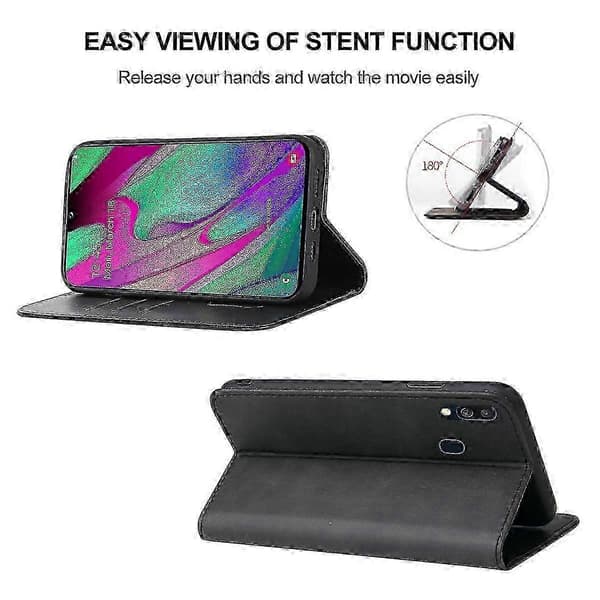 Magnetisk lukking lær telefondeksel for Samsung Galaxy A40 Black