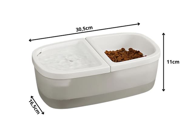 2-i-1 Kæledyr Vandfontæne & Madskål, 2,5L, USB, Automatisk, til Katte & Hunde