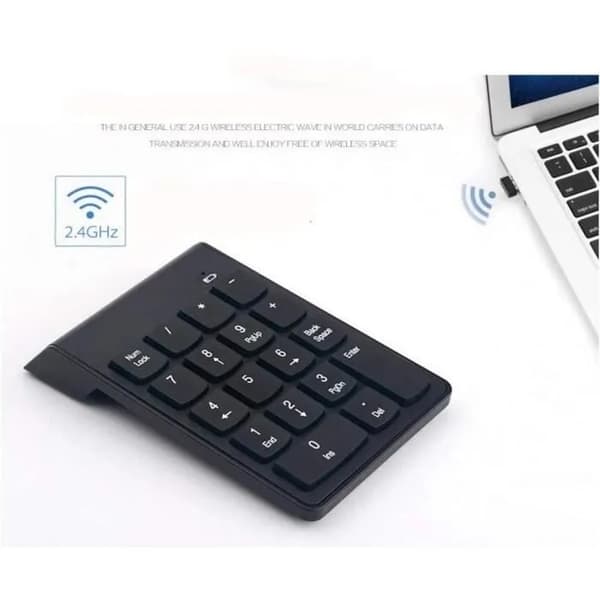 Mini trådløst numerisk tastatur, 18 taster, USB 2.0 4GHz, til bærbar computer, kompatibel med Windows Mac Linux
