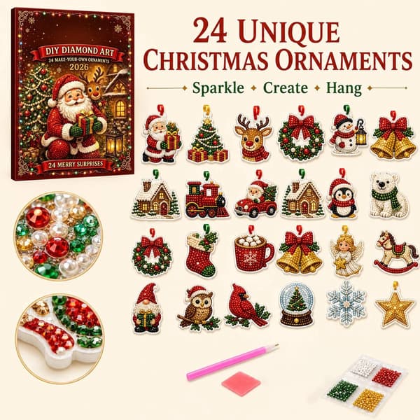 Jul 24-dages nedtællingsjulekalender Akryl DIY Diamantmaleri Ornament B