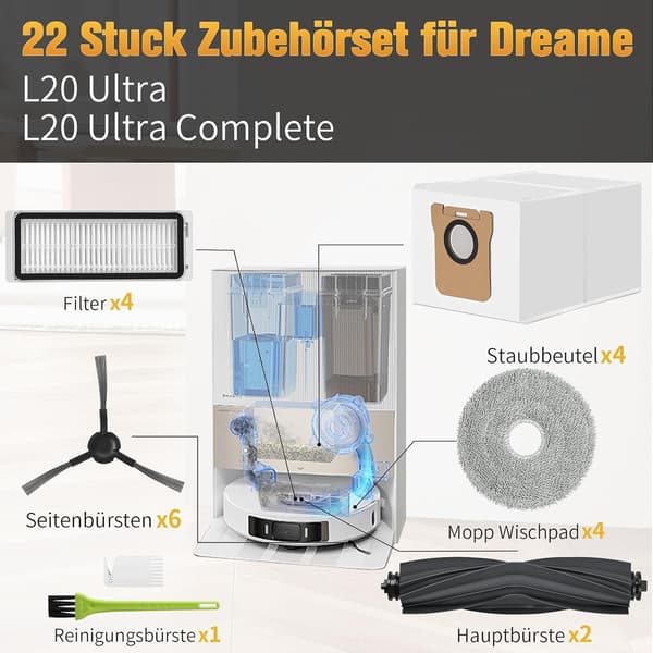 Dreame L10s Ultra & L20 Ultra -lisävarustesarja, varaosat, monivärinen