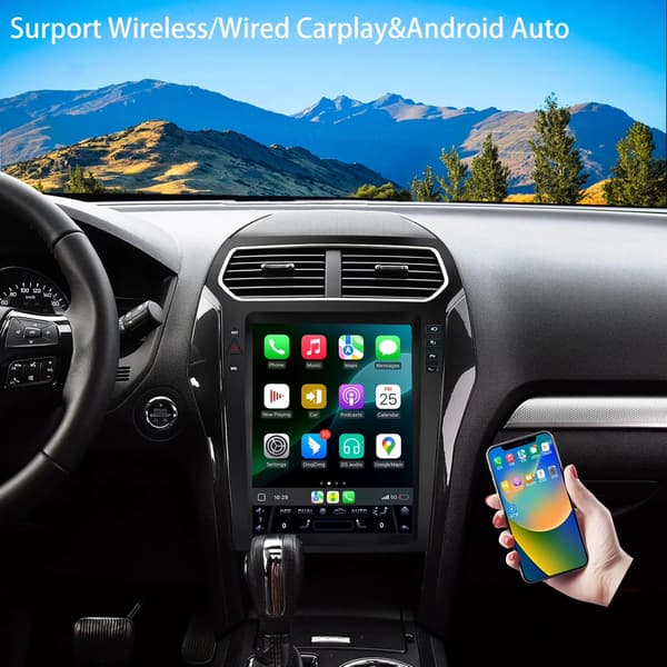 12,1\" Tesla Style Bilradio til Ford Explorer 2011-2019, Trådløs Apple CarPlay, Android 14, 8 Kerner