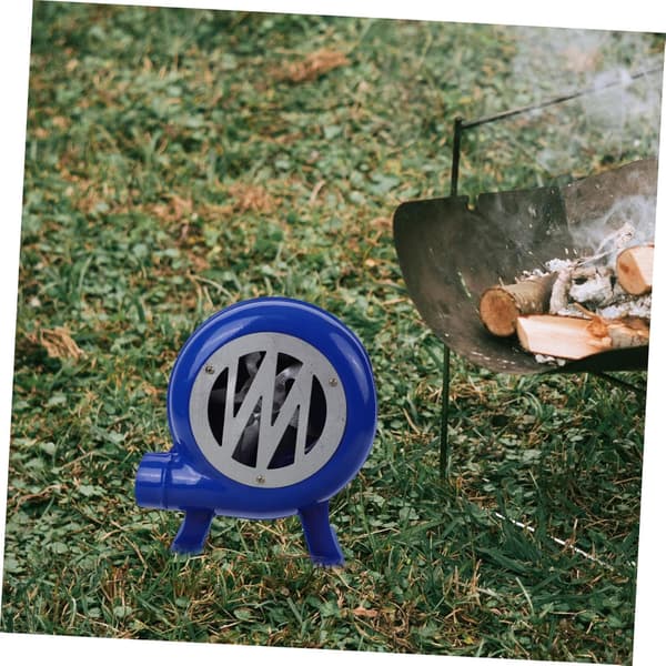 Bærbar BBQ-blæser til udendørs camping, manuelt ildblæserværktøj, rustikke jernbåltilbehør blue- 80w
