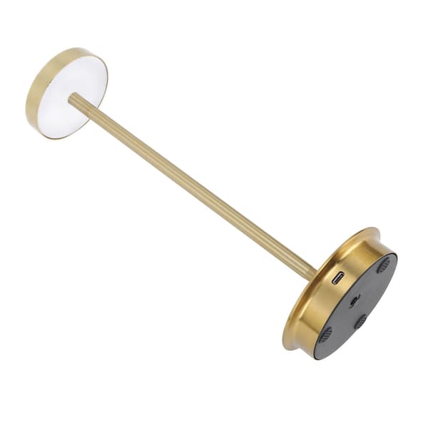 Oppladbar LED-bordlampe, gull, 2000mAh trådløs, USB C, 3 moduser dimbar, bærbar nattbordslampe