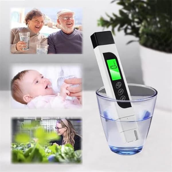 TDS-måler Digital Vandtester, 3 i 1 EC- og Temperaturmåler, 0-9990 ppm, LCD-baggrundsbelysning
