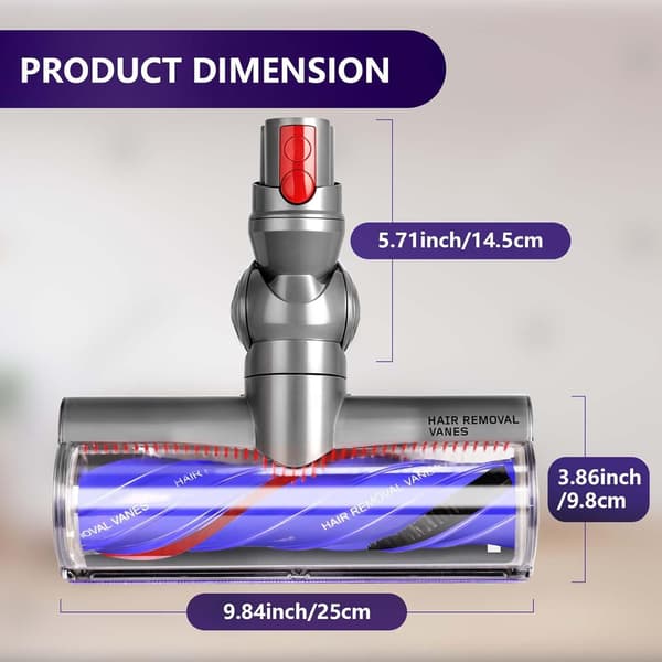 Børstehode for Dyson V12 Detect Slim, Flerfarget, Flokefri, Kompatibel med Digital Slim