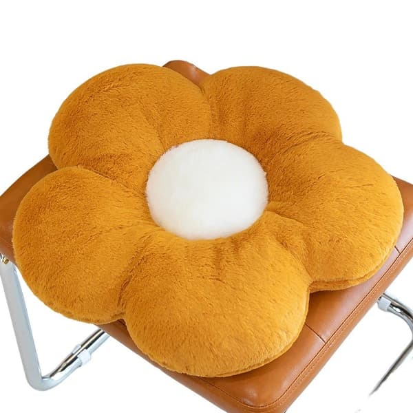 Plysset Daisy Blomsterpude, Blød Fluffy Stolehynde til Stuen Brown35x35cm