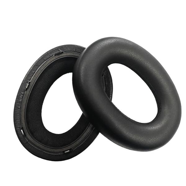 Ørepuder kompatible med Bowers & Wilkins PX8/S2, proteinlæder, sort, 9,5x7,5x2,2 cm