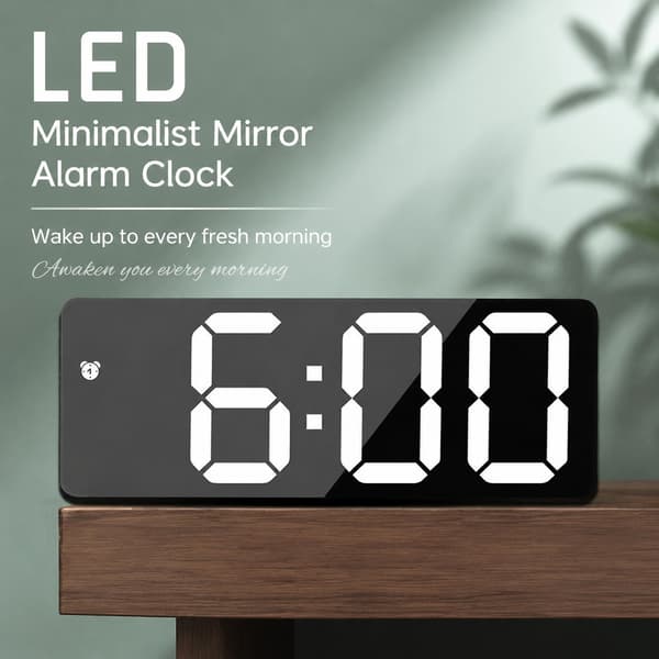 LED Elektronisk Väckarklocka, Batteri- och Plug-In Dubbel Användning, Enkel Stil, Plast, för Sovrum 8017 blue light