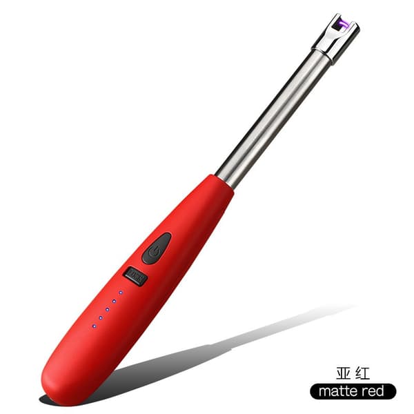 Bærbar elektrisk vindlighter, genopladelig, batteriindikator, mat sølv, til camping BBQ Yahong