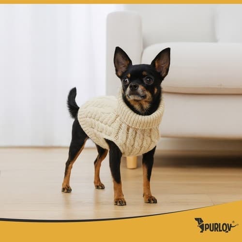 Hundegenser, Beige, Størrelse S, Varme Vinterklær for Små Hunder, Myk Strikk S (Beige)