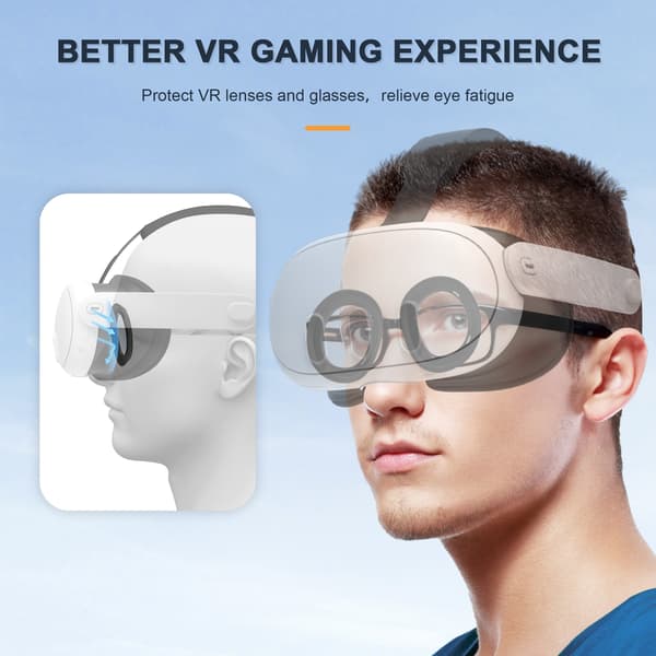 Linsebeskytter til Meta Quest 3 VR-headset, blåt lys-blokerende, gennemsigtig