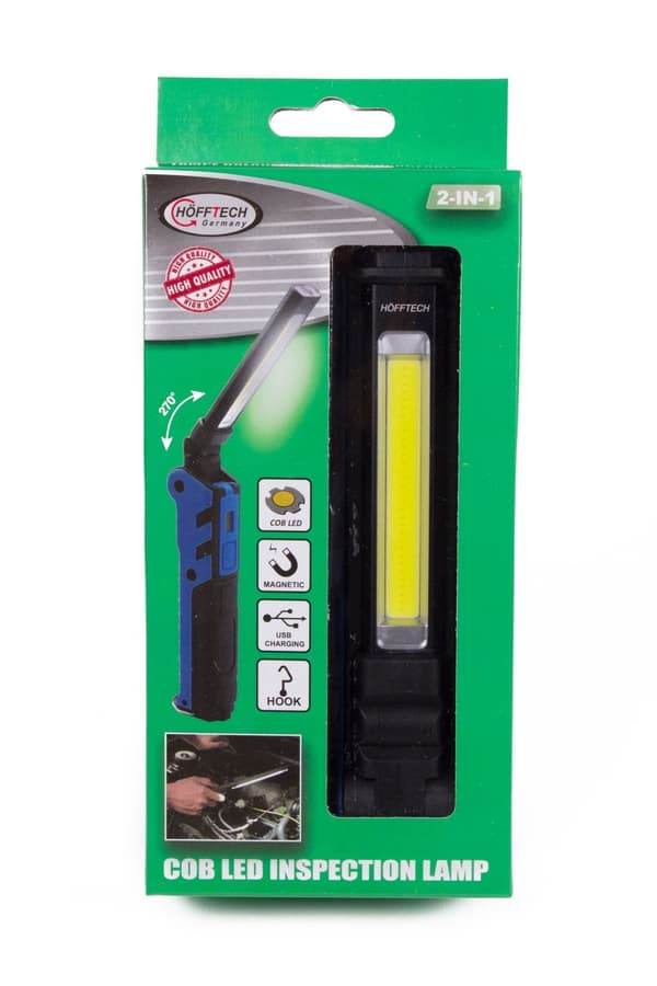 Ladattava 2-in-1 tarkastusvalo ja taskulamppu, 2000 mAh, COB LED, himmennettävä, magneettinen