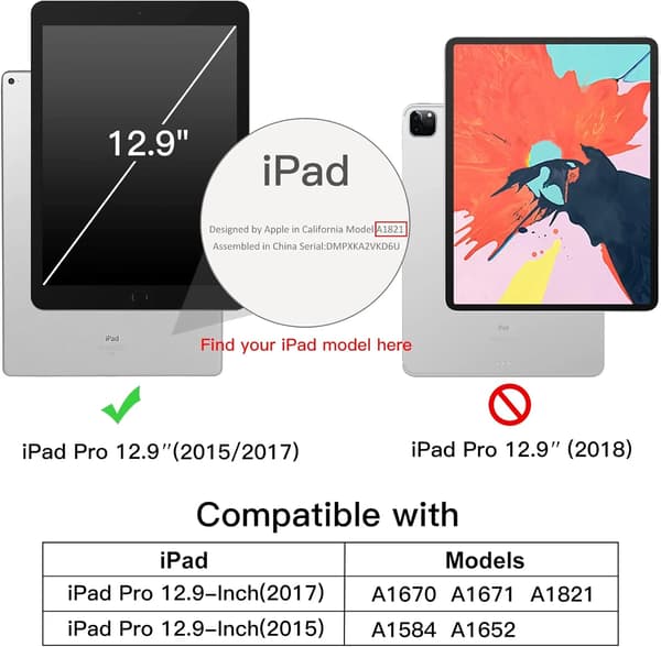 Rødt slankt etui til iPad Pro 12.9\" 1. / 2. generasjon (2015/2017) med blyantholder, TPU-bakside, magnetisk smartdeksel