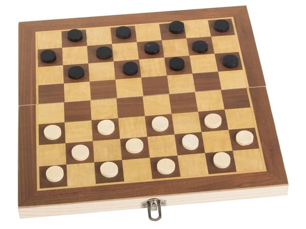 3-i-1 Sjakk, Dam og Backgammon Sett i Tre, Klassisk Brettspill for Voksne og Barn
