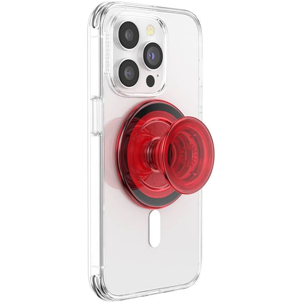PopGrip för MagSafe, Danger Red Translucent, Magnetiskt Telefonfäste med Adapterring