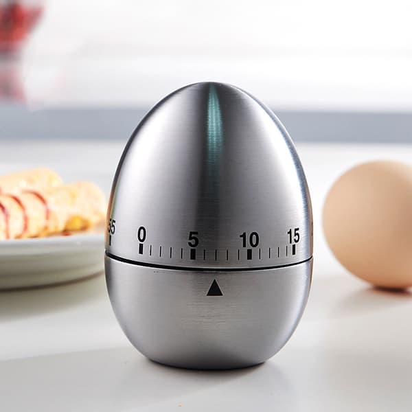 Eggtimer i rustfritt stål, 60-minutters mekanisk kjøkkentimer, sklisikker base, for baking