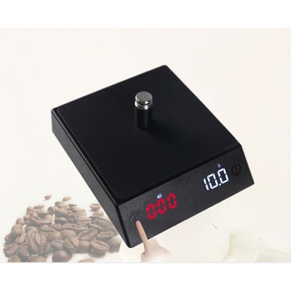 Præcisionskaffevægt 500g/0.01g med timer, LED-display, USB-C genopladelig, sort
