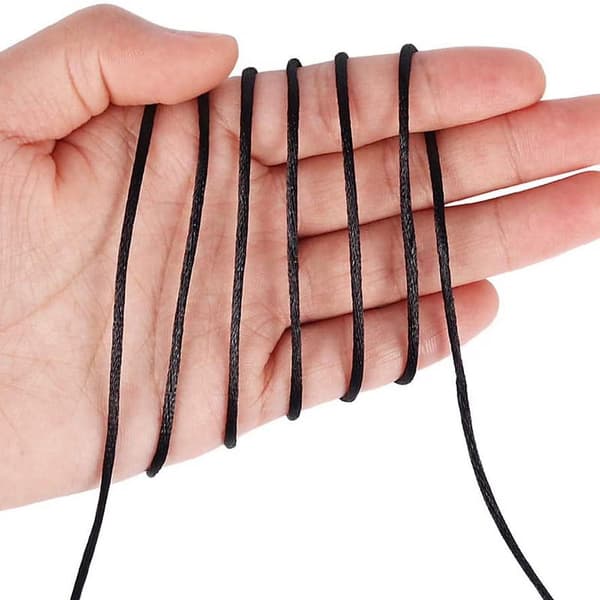 Satin Rattail Polyester Snor 2mm, 90m Sort Perlesnor til Makrame Armbånd & Smykkefremstilling