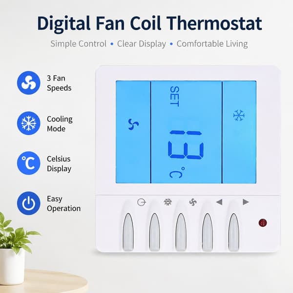 Programmerbar Smart LCD Termostat til Central Klimaanlæg Ventilator, Husholdning