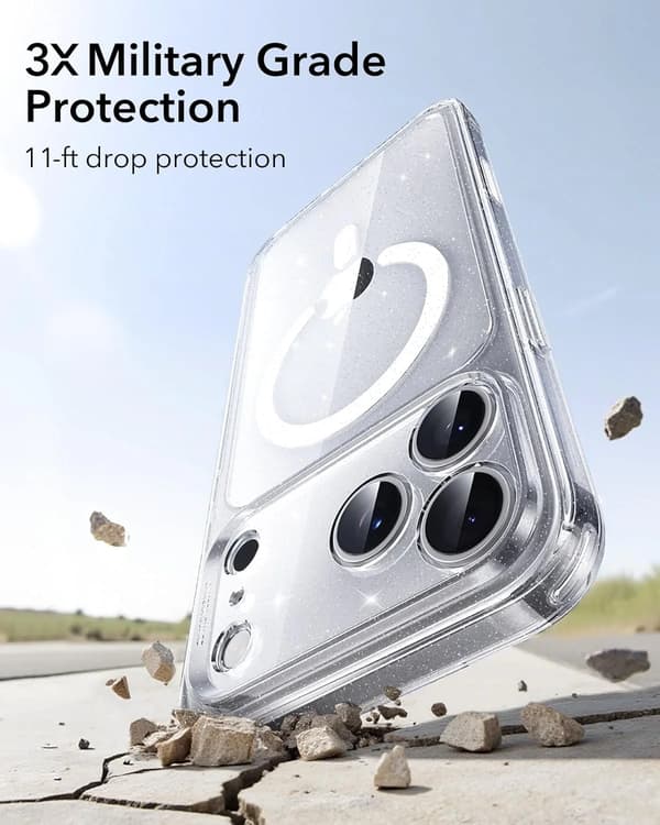 B-Clear Shimmer iPhone 17 Pro-deksel - Kamerakontroll, MagSafe-kompatibelt TPU-deksel