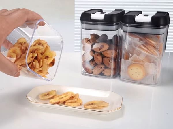 Kökburkar Set om 7, Lufttät Lås för Pasta & Torrförvaring, Klar Plast